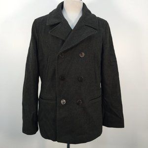 Men Wool Blend Double Breasted Peacoat, color is a deep Olive, but looks gray